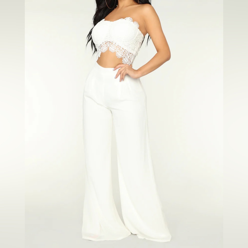 White Lace Bandeau Jumpsuit